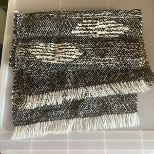 Indigenous black and white scarf. 6 feet, wool.